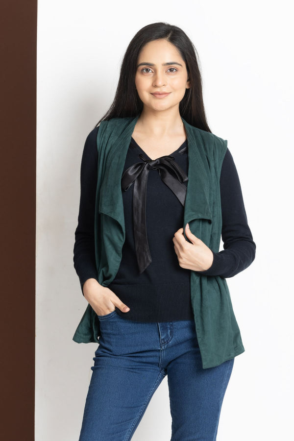Emerald Flow Open-Front Vest