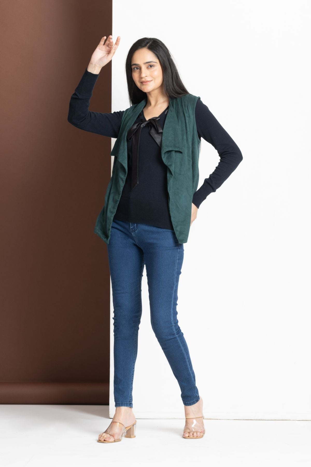 Emerald Flow Open-Front Vest