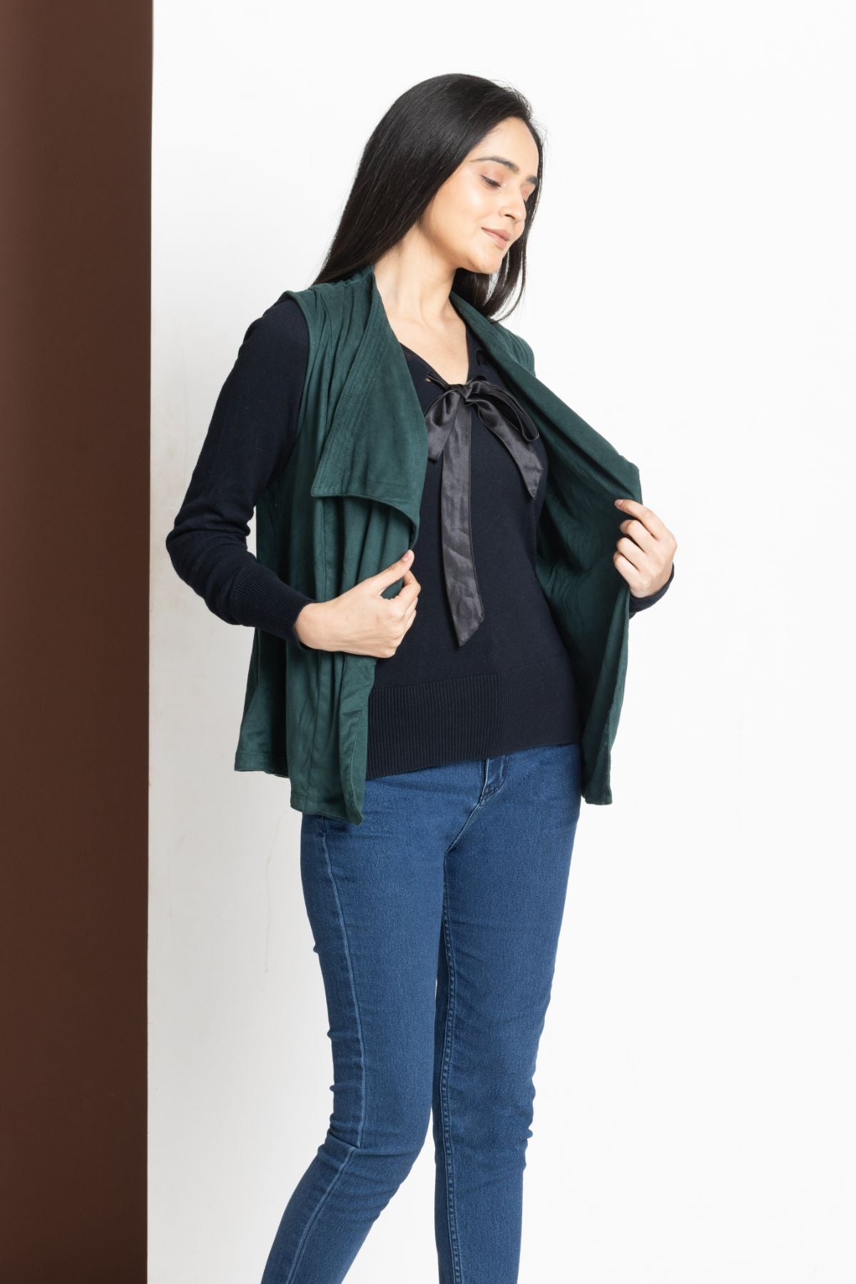 Emerald Flow Open-Front Vest