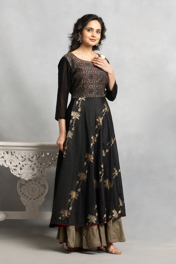 Black Indowestern Gown