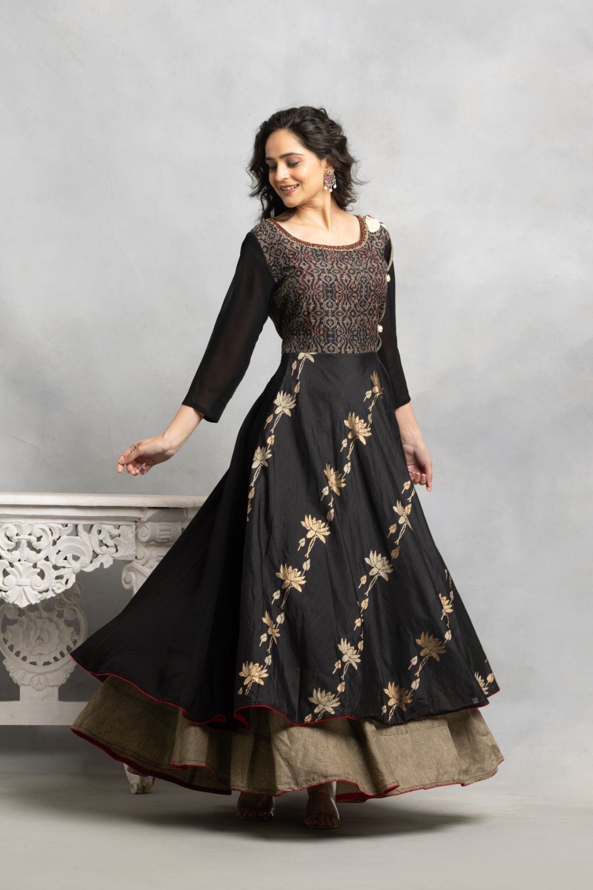 Black Indowestern Gown