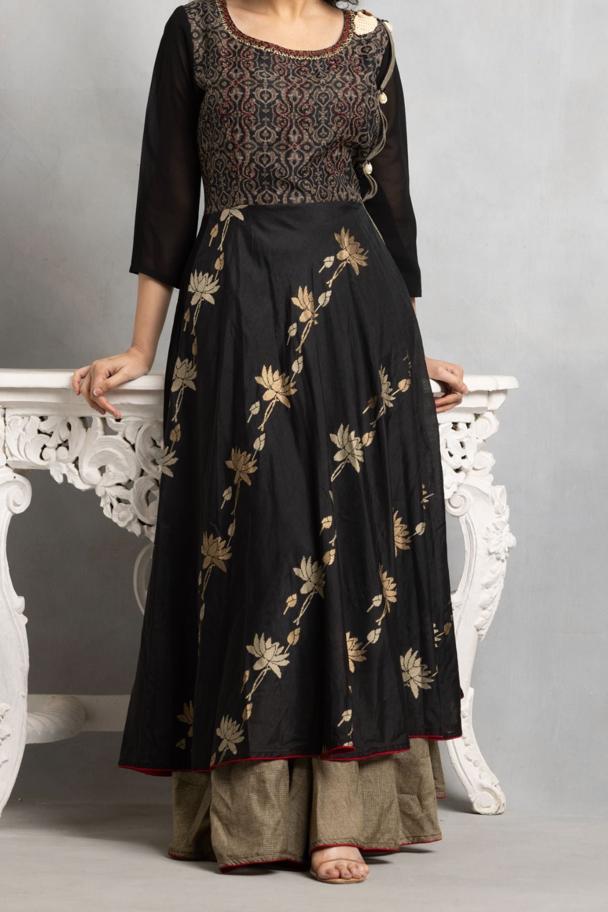Black Indowestern Gown