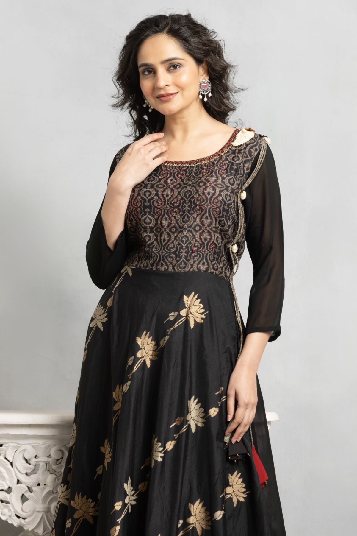 Black Indowestern Gown