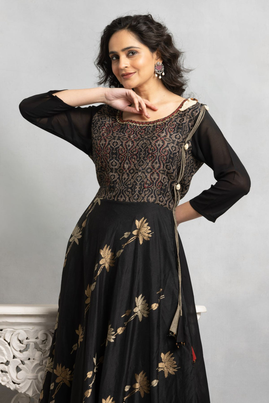 Black Indowestern Gown