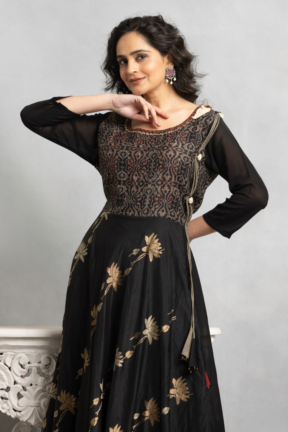 Black Indowestern Gown