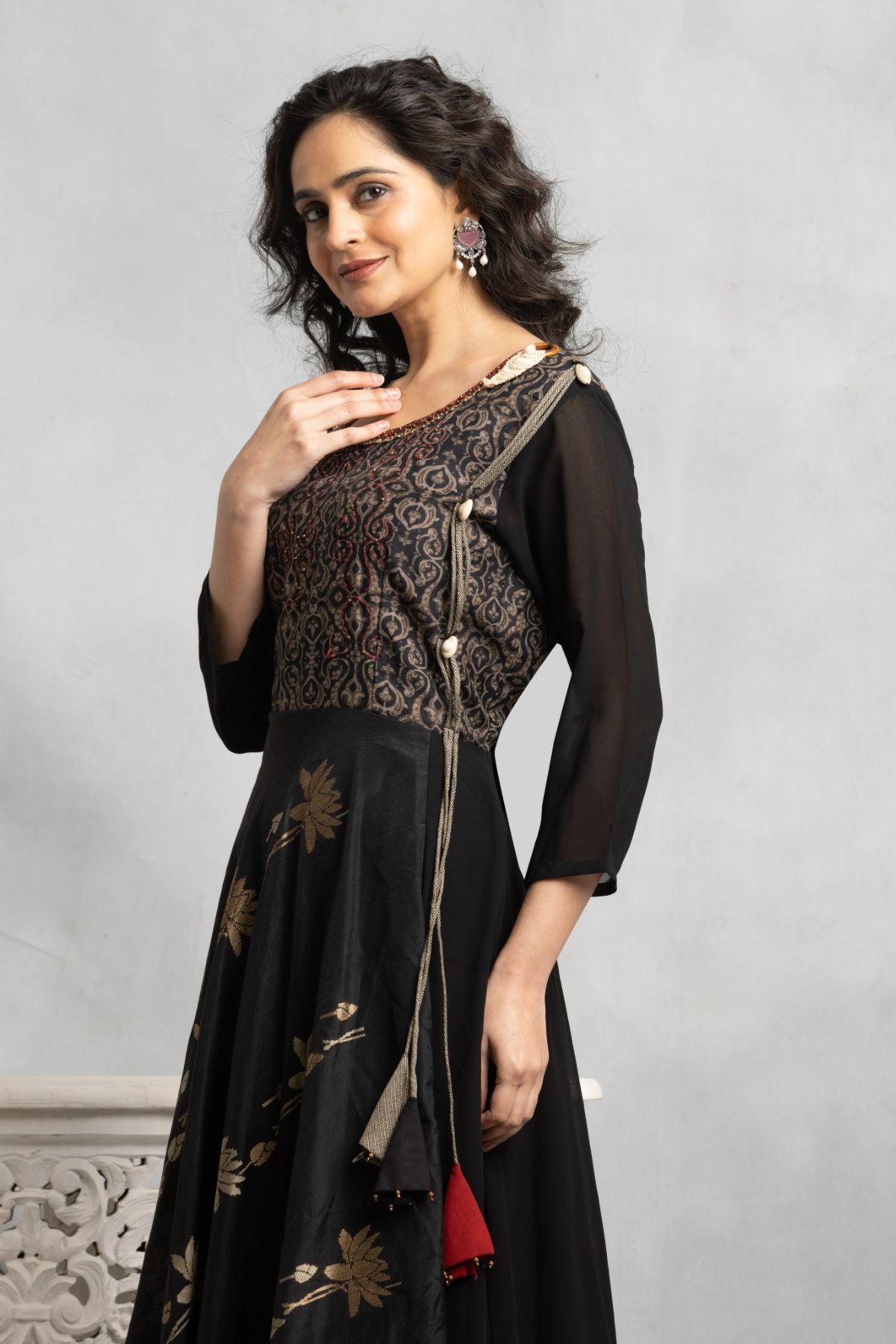Black Indowestern Gown