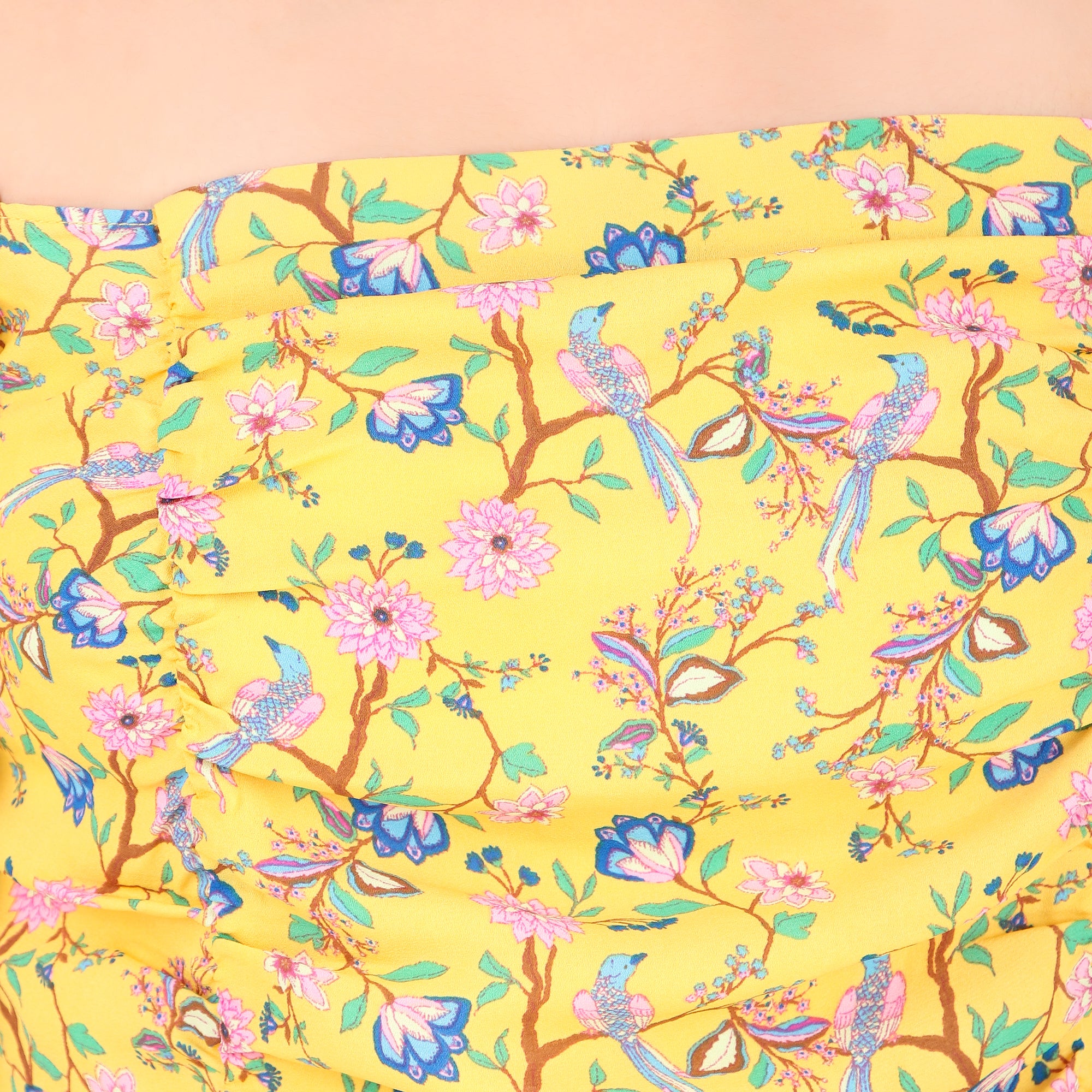 Rose & Olive Yellow Floral Puff-Sleeve Top