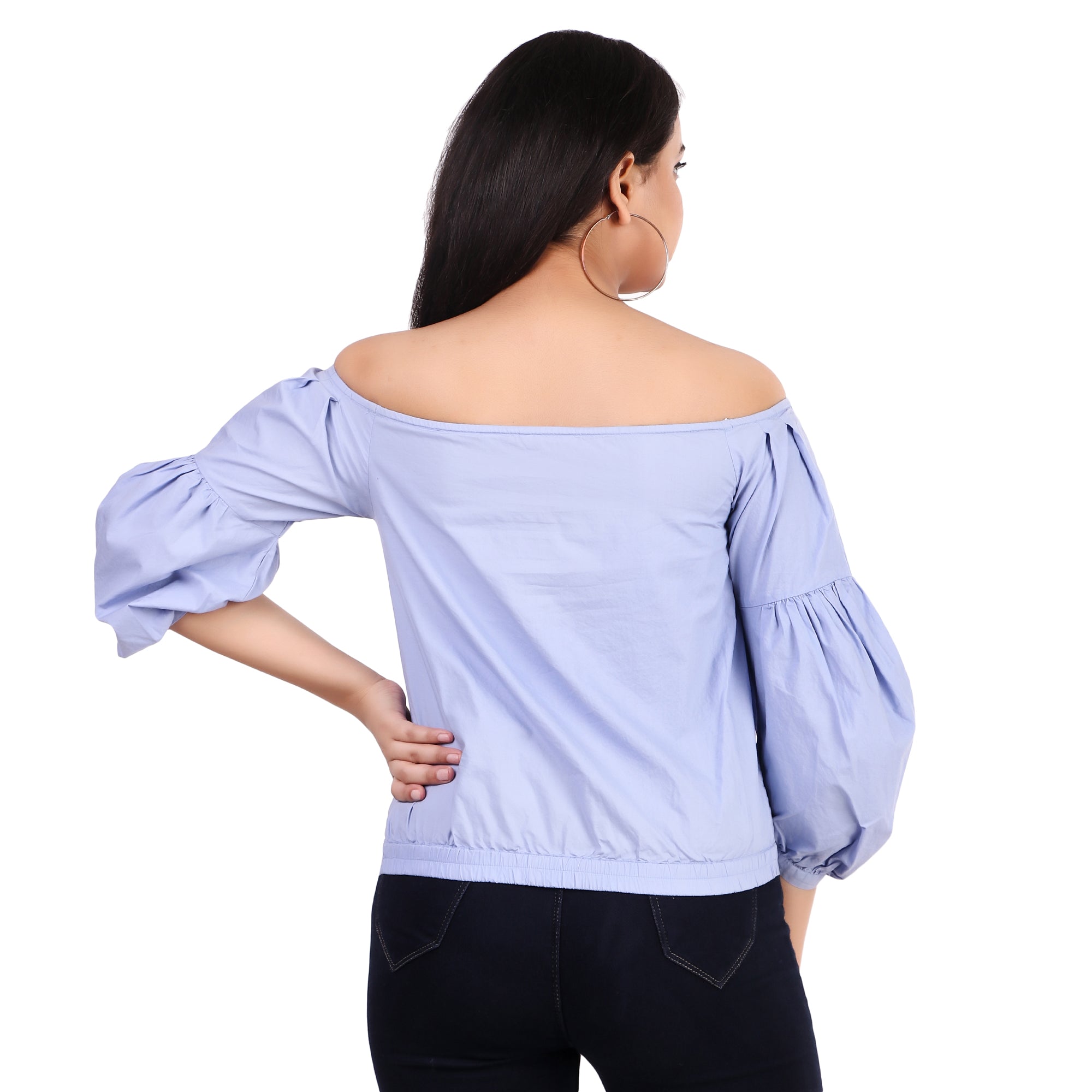 Lavender Off-Shoulder Puff Sleeve Top