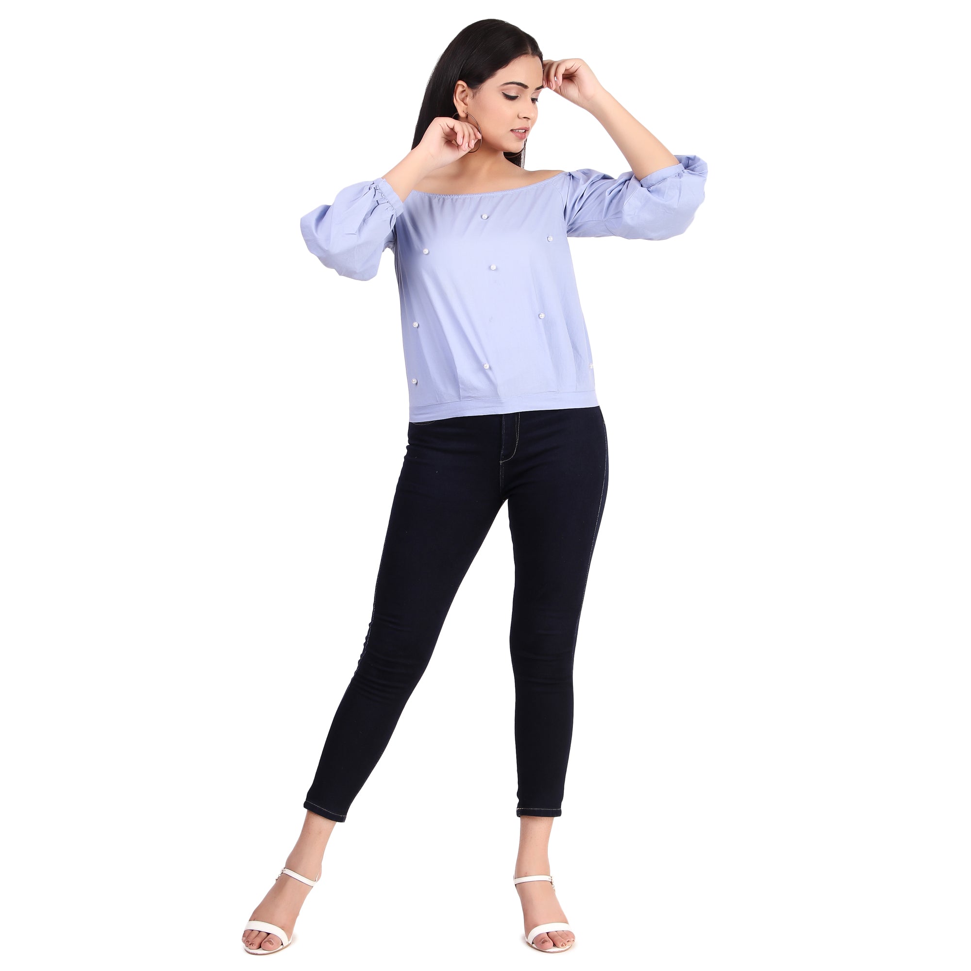 Lavender Off-Shoulder Puff Sleeve Top