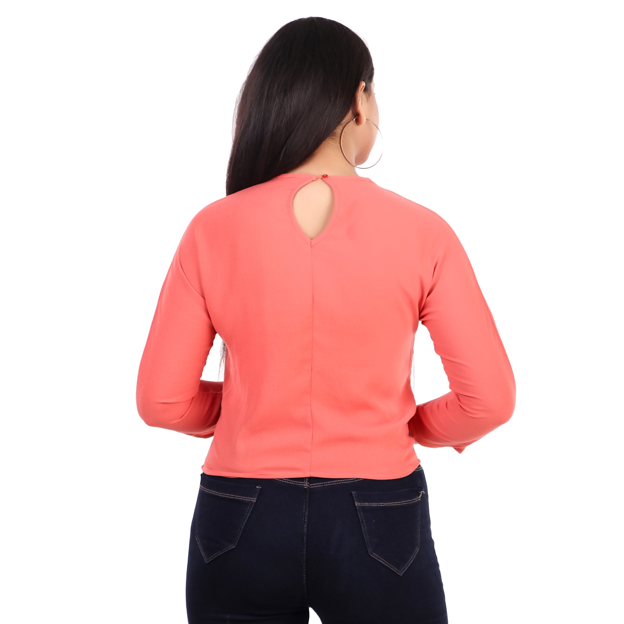 KAZO Coral Tie-Front Top
