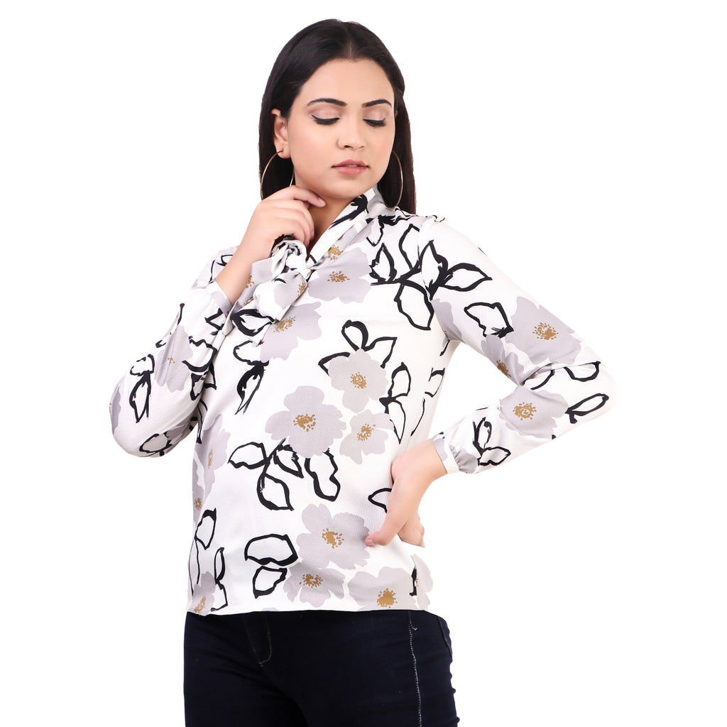 Nine West Floral Tie-Neck Blouse