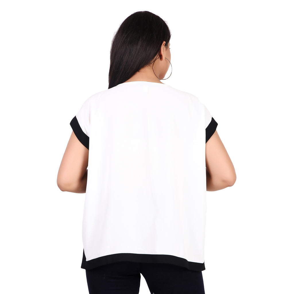 Black & White Contrast Trim Blouse