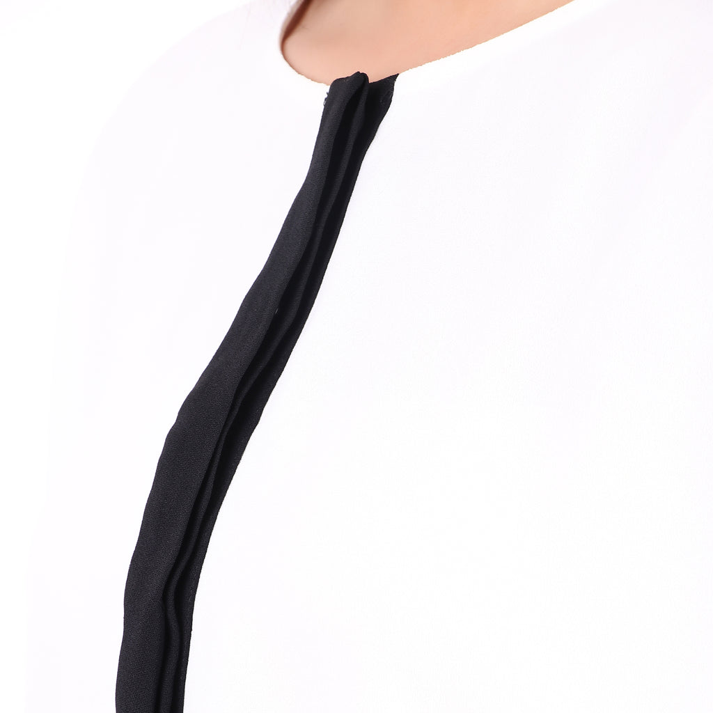 Black & White Contrast Trim Blouse