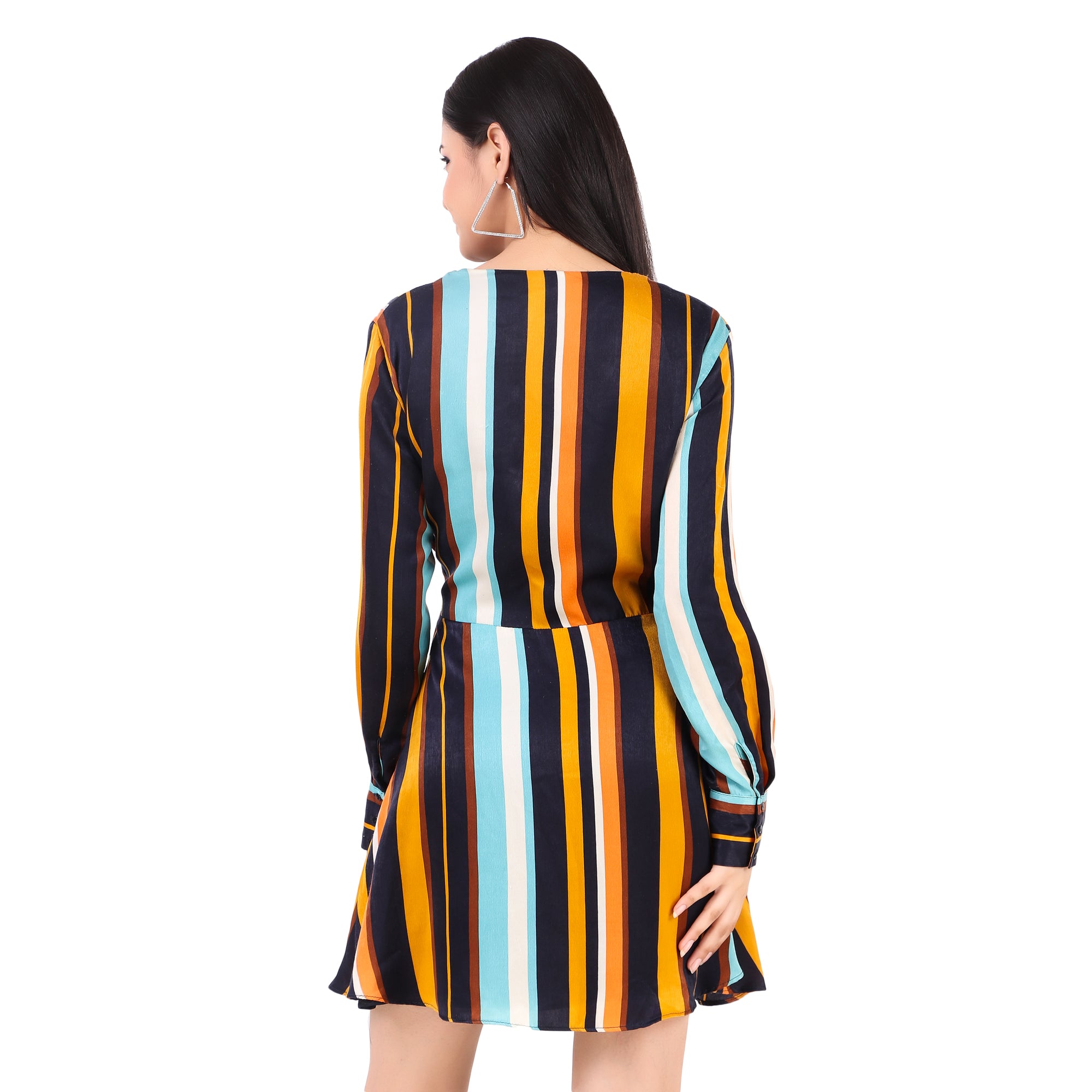 Zara Striped Wrap Knot Mini Dress