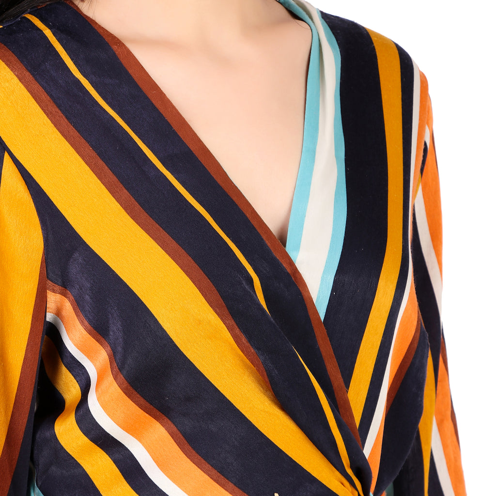 Zara Striped Wrap Knot Mini Dress
