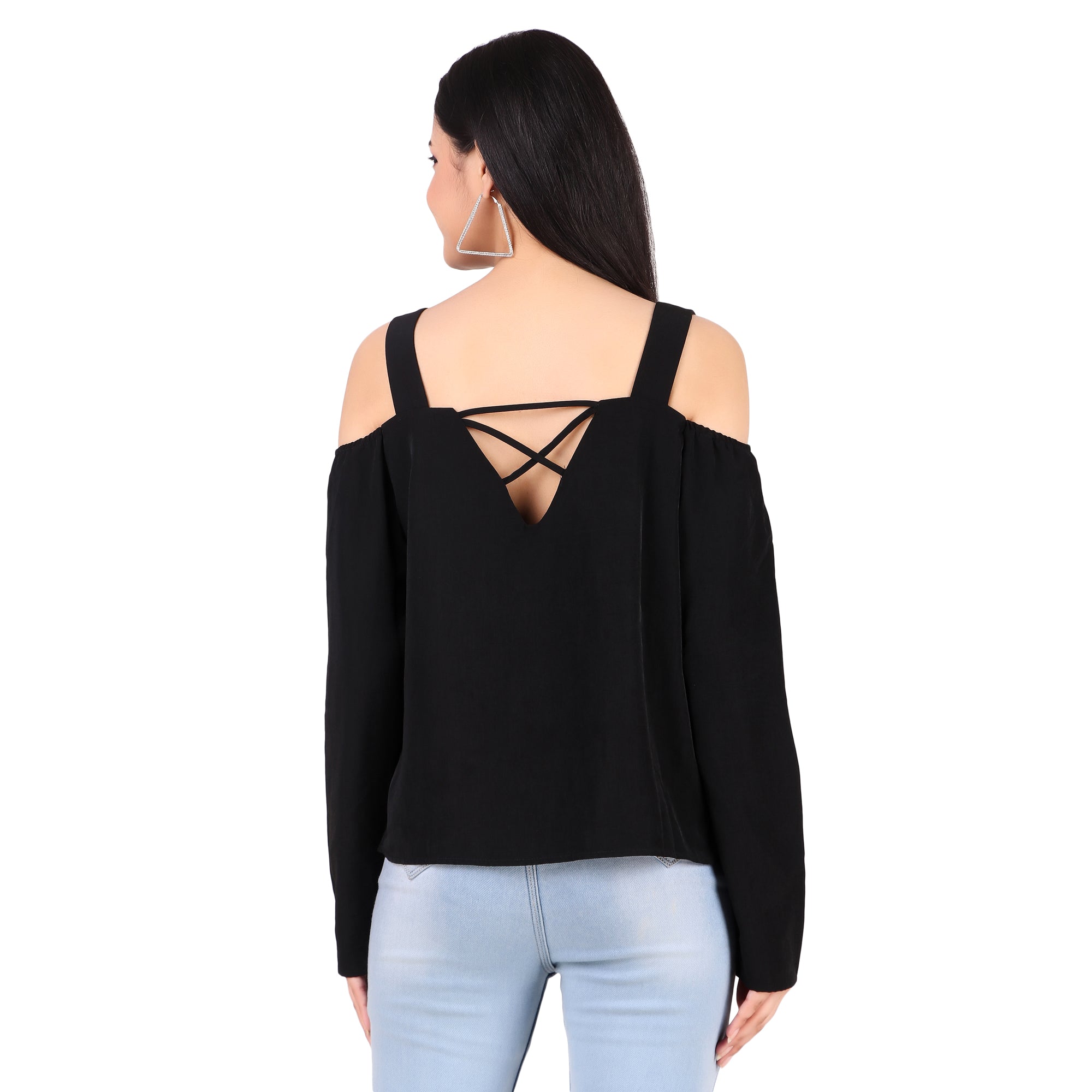 Black Cold-Shoulder Top