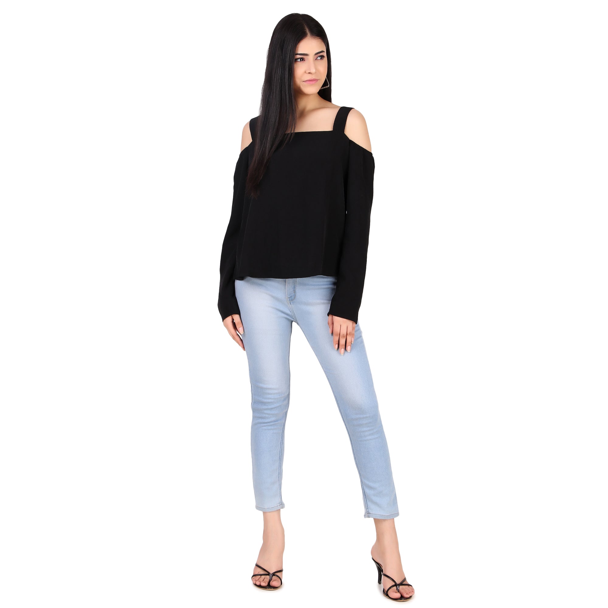 Black Cold-Shoulder Top