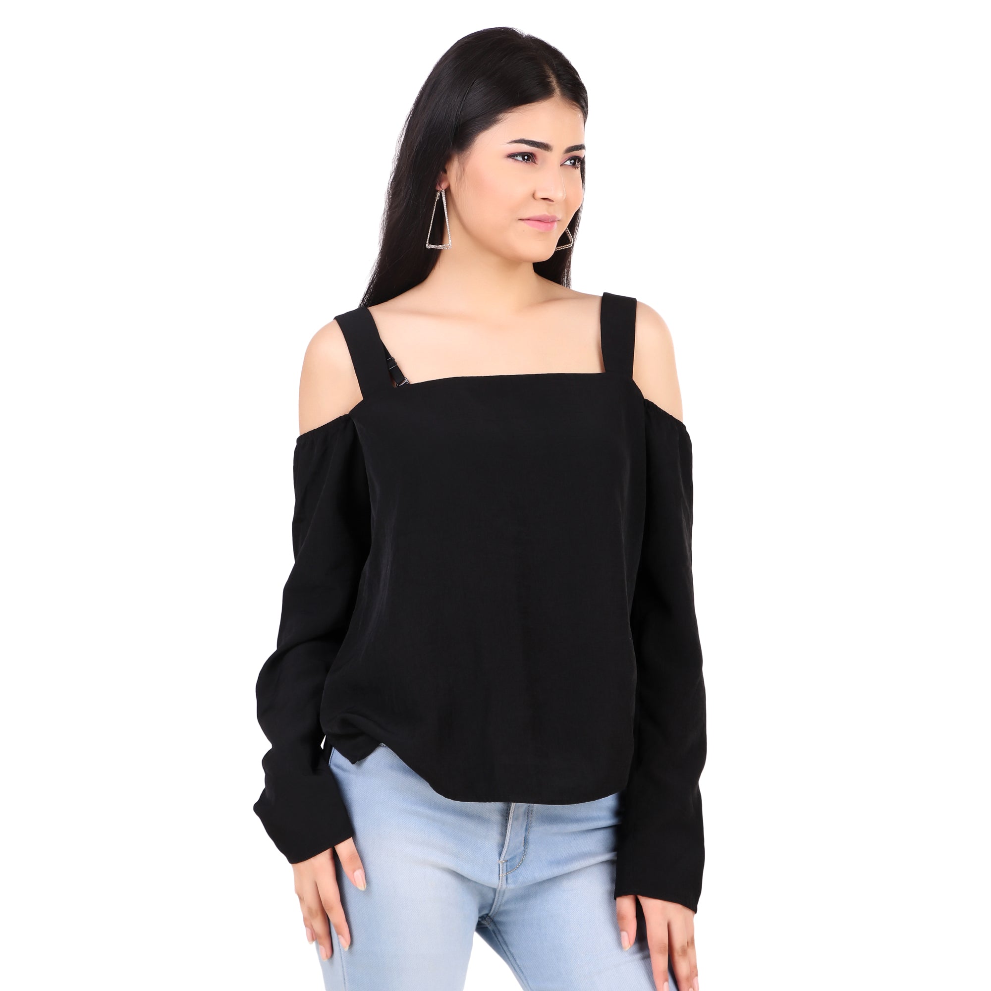 Black Cold-Shoulder Top