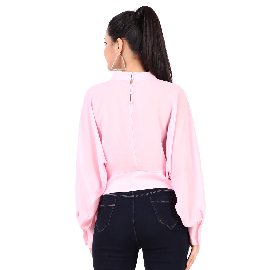 Zara Blush Pink High-Neck Blouse