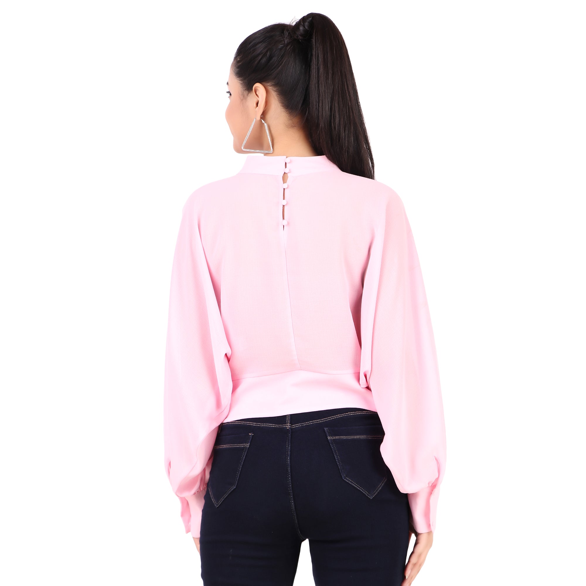 Zara Blush Pink High-Neck Blouse