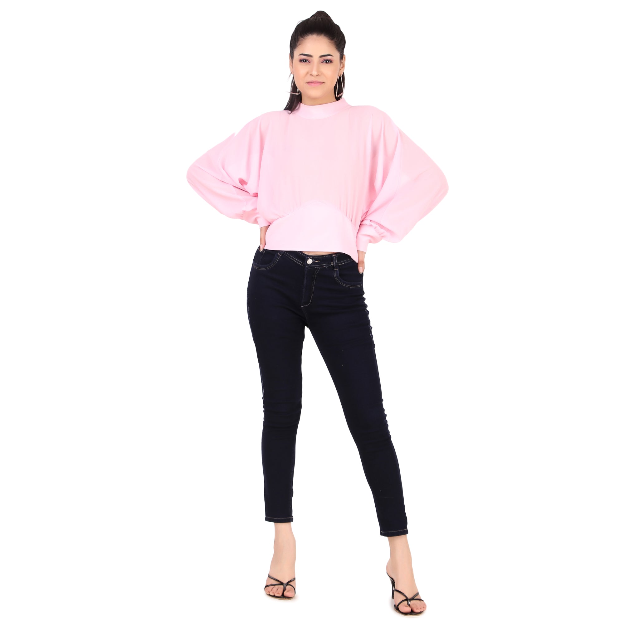 Zara Blush Pink High-Neck Blouse