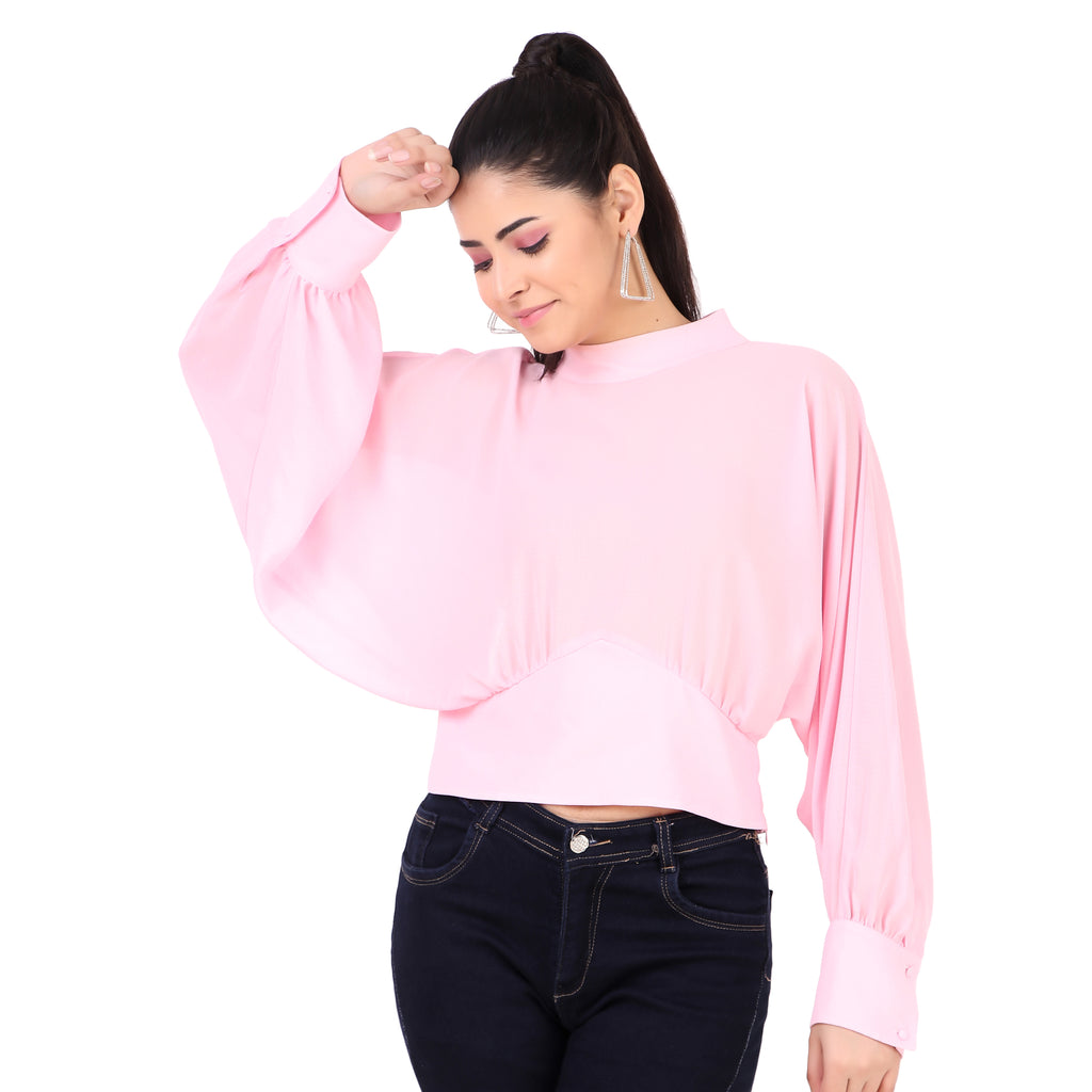 Zara Blush Pink High-Neck Blouse