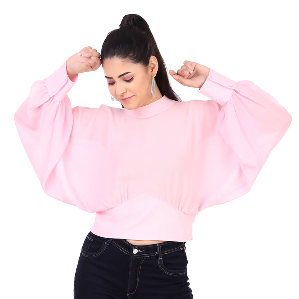 Zara Blush Pink High-Neck Blouse