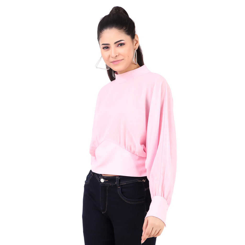 Zara Blush Pink High-Neck Blouse