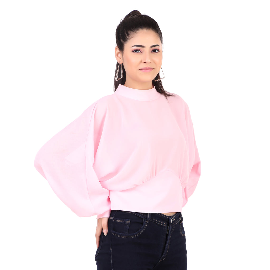 Zara Blush Pink High-Neck Blouse