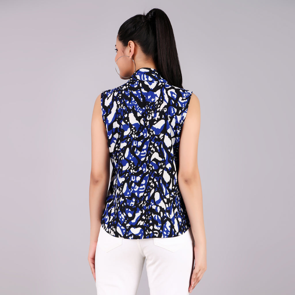 Calvin Klein Abstract Print Tie-Neck Top