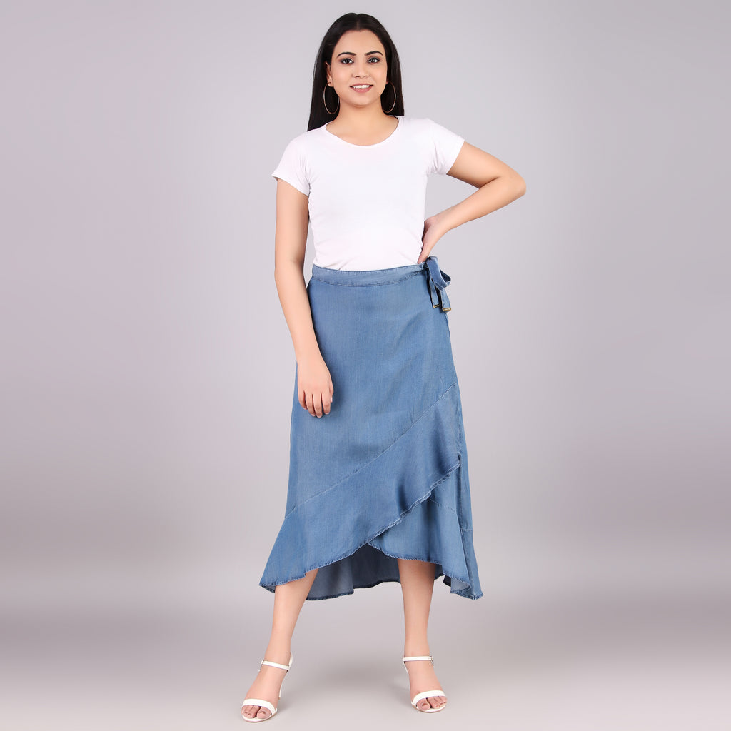Michael Kors Chambray Wrap Midi Skirt