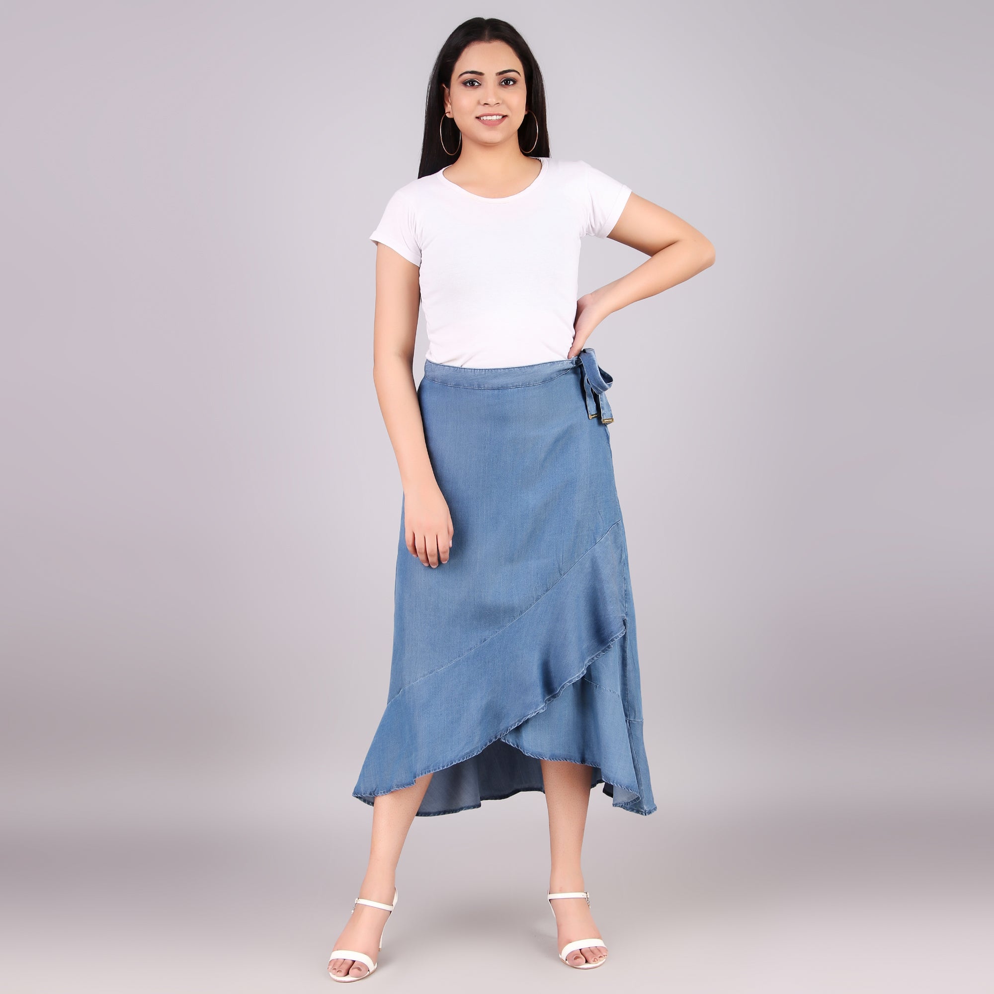 Michael Kors Chambray Wrap Midi Skirt