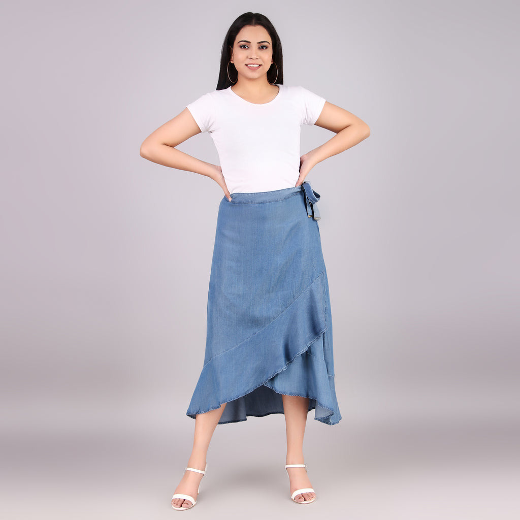 Michael Kors Chambray Wrap Midi Skirt