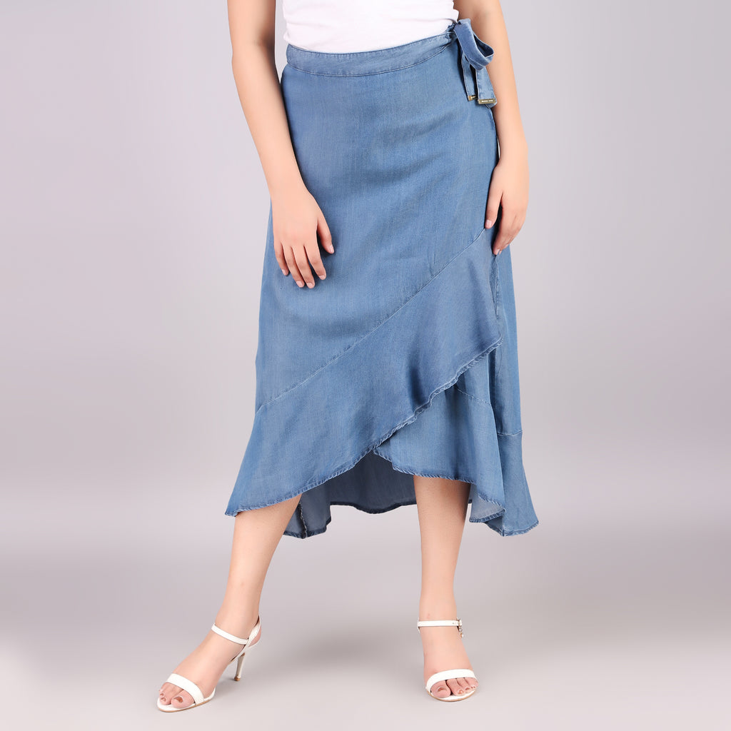 Michael Kors Chambray Wrap Midi Skirt