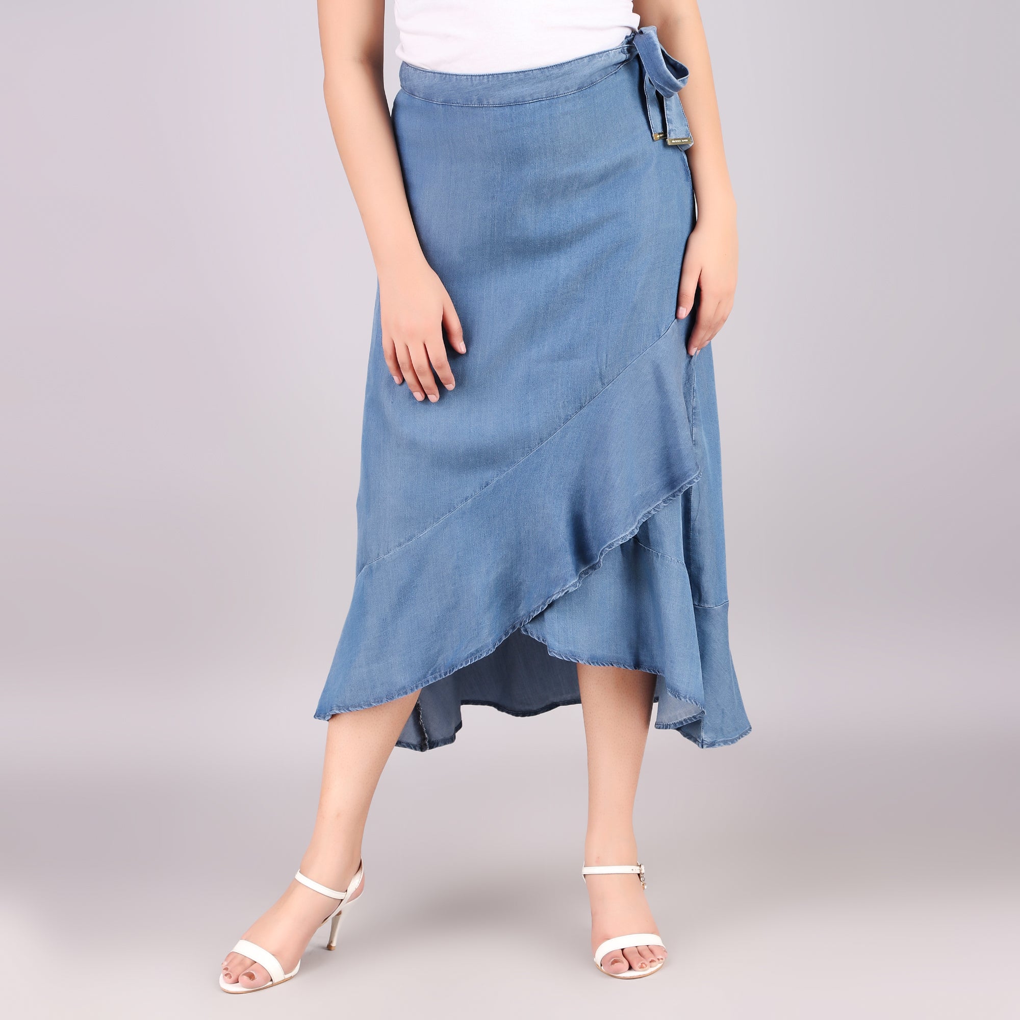 Michael Kors Chambray Wrap Midi Skirt