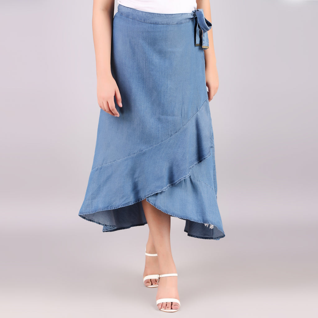 Michael Kors Chambray Wrap Midi Skirt