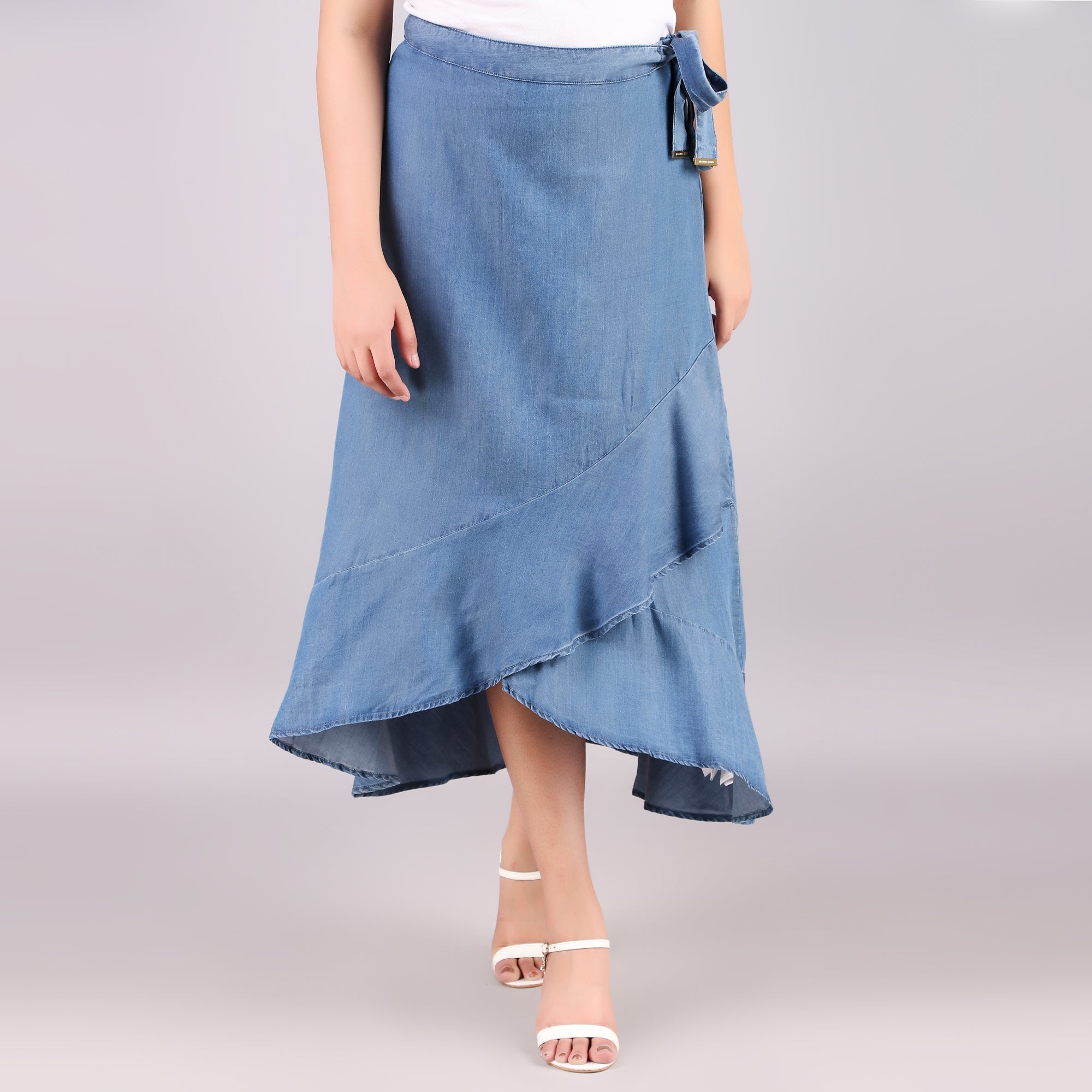Michael Kors Chambray Wrap Midi Skirt