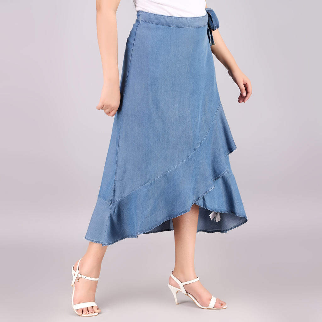 Michael Kors Chambray Wrap Midi Skirt