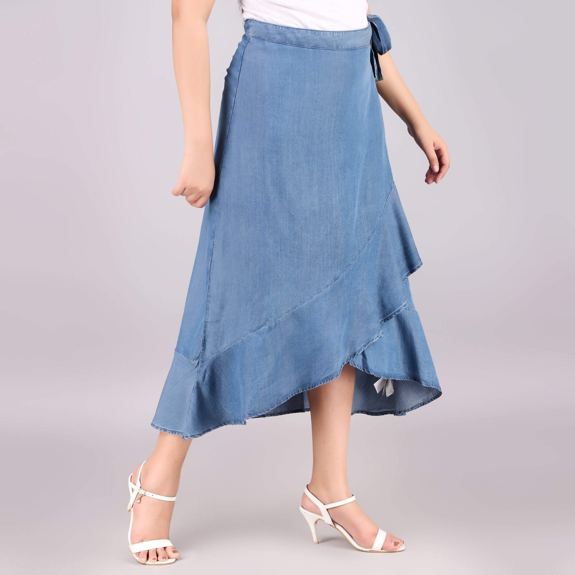 Michael Kors Chambray Wrap Midi Skirt