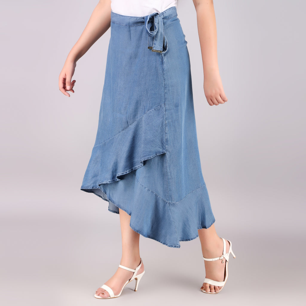 Michael Kors Chambray Wrap Midi Skirt