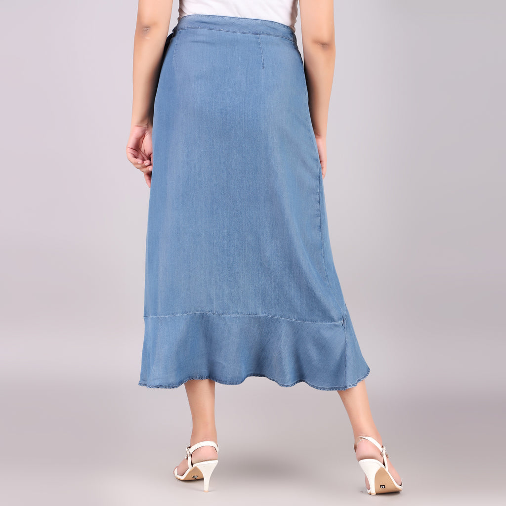 Michael Kors Chambray Wrap Midi Skirt
